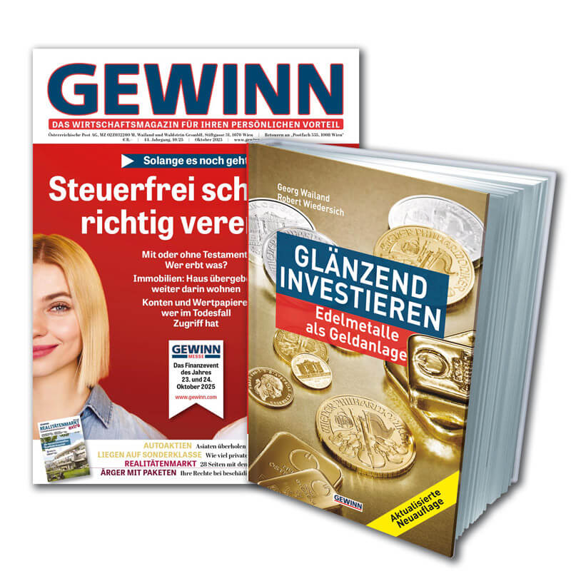 Print- & Digital-Abo 1 Jahr inkl. Buch "Glänzend investieren"
